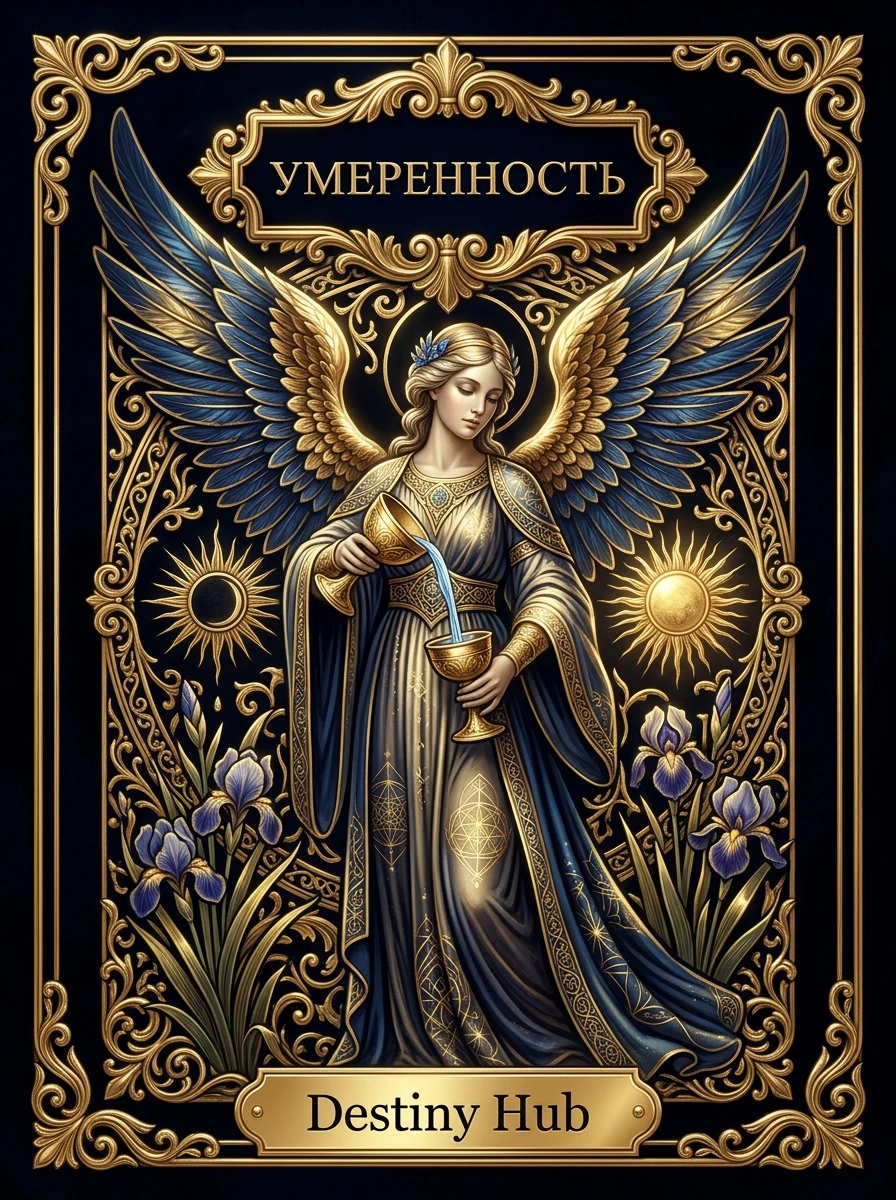 Аркан Умеренность (XIV) в Таро: Значение, толкование в отношениях и карьере